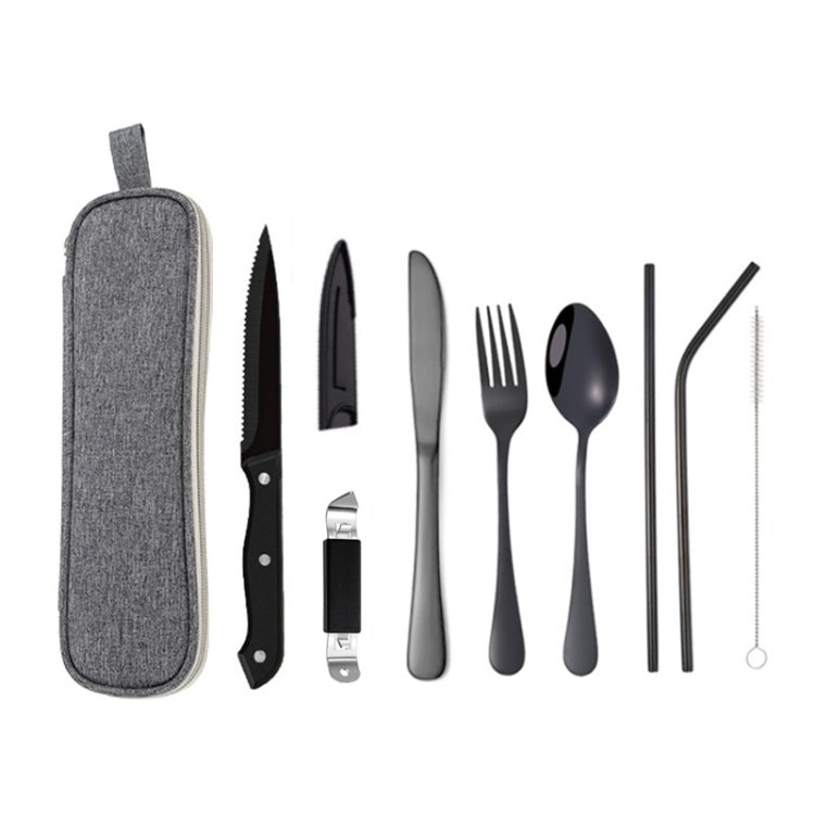 Portable Stainless Steel Cutlery Set Outdoor Picnic Knife And Fork Tool With Storage Bag, A Model Silver, A Model Gold, A Model Black, B Model Silver, B Model Gold, B Model Black, C Model Silver, C Model Black – Durable Build, Easy to Use C Model Black