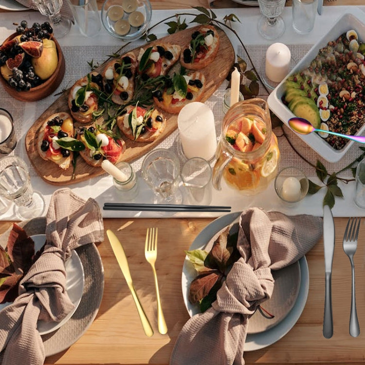 Portable Stainless Steel Cutlery Set Outdoor Picnic Knife And Fork Tool With Storage Bag, A Model Silver, A Model Gold, A Model Black, B Model Silver, B Model Gold, B Model Black, C Model Silver, C Model Black
