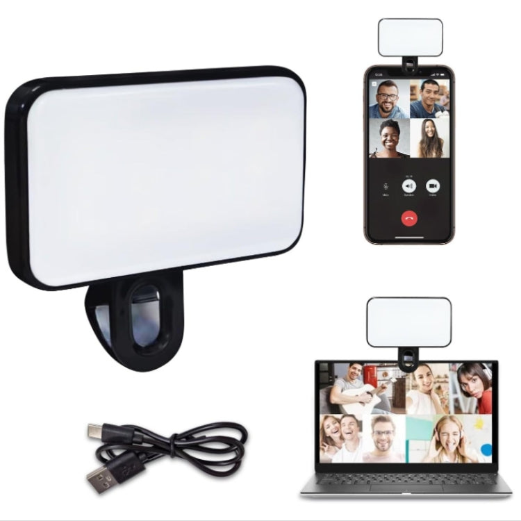 Selfie Fill Light Rechargeable 3 Color Temperature Clip On For Phone, Laptop, Tablet Meeting, 24 LEDs 24 LEDs