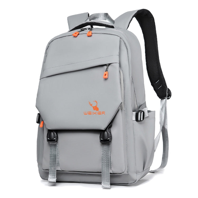 WEIXIER B682 Large Capacity Double Shoulder Backpack Casual Waterproof Travel Bag – Waterproof, Wear-resistant Light Gray
