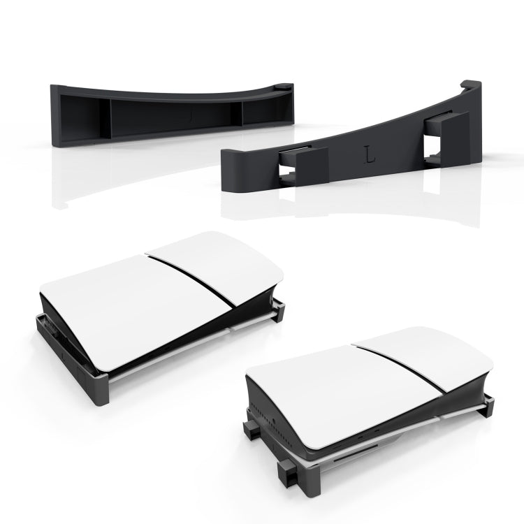 For PS5 Slim JYS-P5189 Console Horizontal Placement Stand Digital / Optical Drive Version Universal Storage Mount, Black, White, Transparent – Durable Build, Easy to Use Black