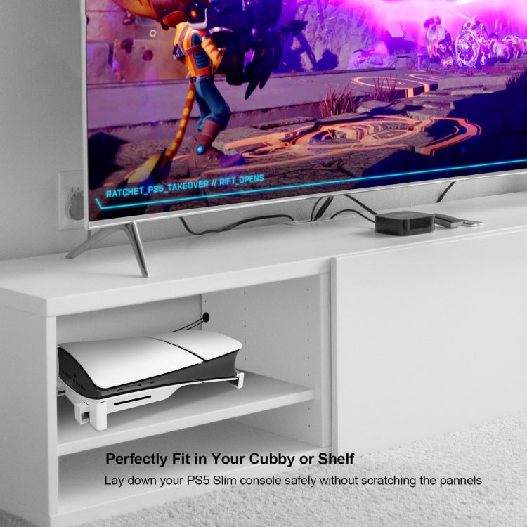 For PS5 Slim JYS-P5189 Console Horizontal Placement Stand Digital / Optical Drive Version Universal Storage Mount, Black, White, Transparent – Durable Build, Easy to Use