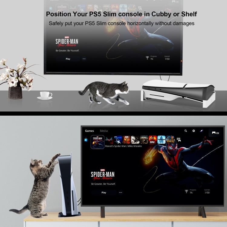 For PS5 Slim JYS-P5189 Console Horizontal Placement Stand Digital / Optical Drive Version Universal Storage Mount, Black, White, Transparent – Durable Build, Easy to Use
