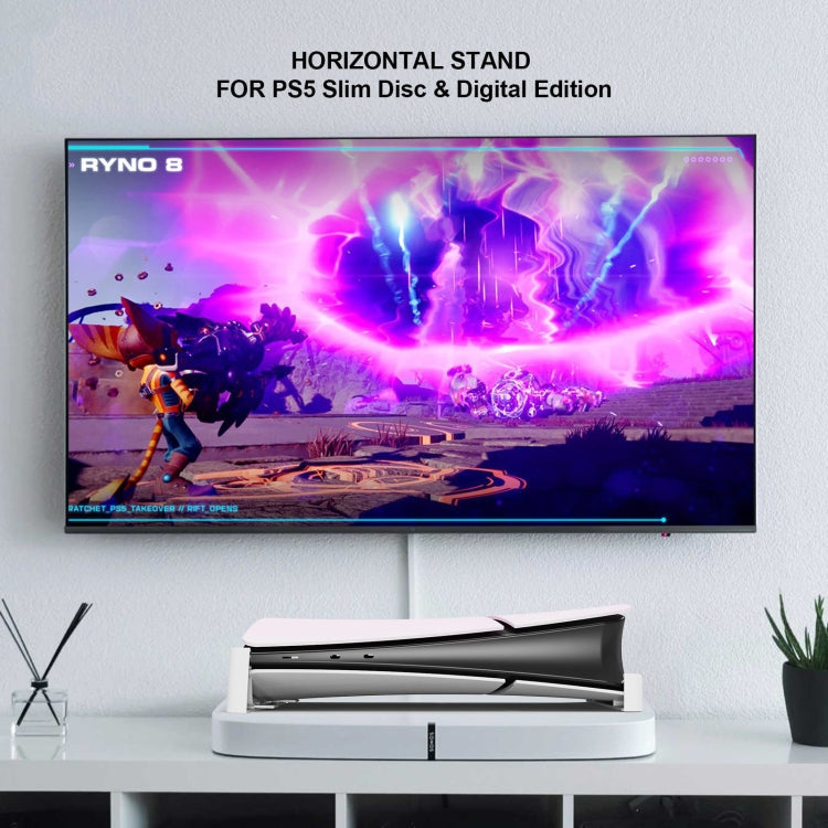 For PS5 Slim JYS-P5189 Console Horizontal Placement Stand Digital / Optical Drive Version Universal Storage Mount, Black, White, Transparent – Durable Build, Easy to Use