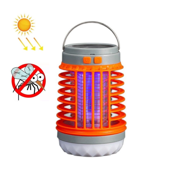 E-SMARTER W890-1 Solar LED Electric Shock Mosquito Light Outdoor USB Rechargeable Lighting Mosquito Trap, Orange, Blue Orange