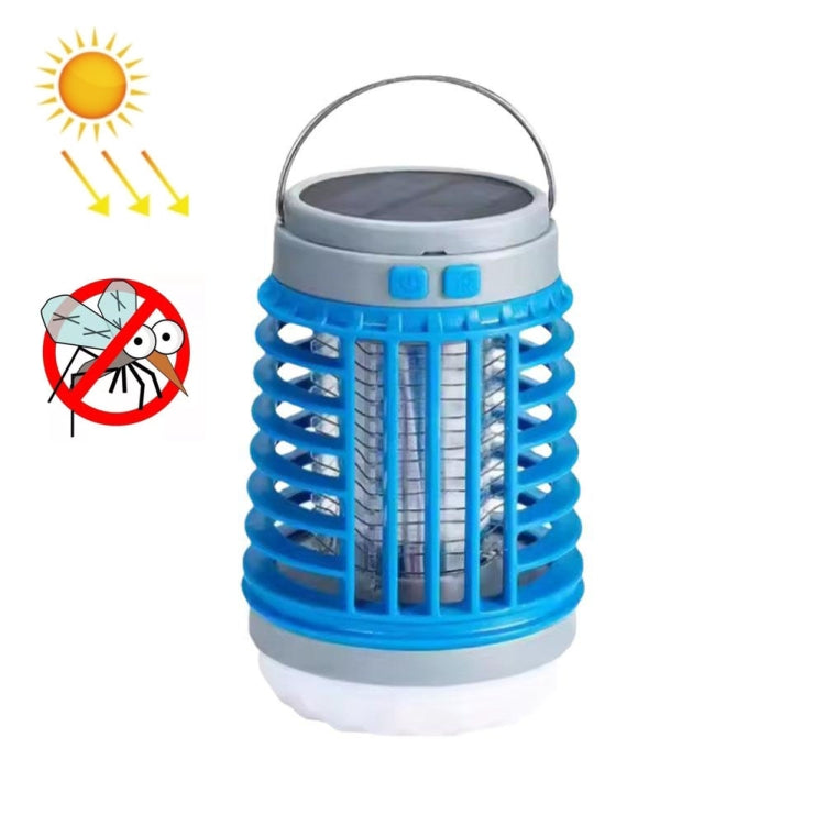E-SMARTER W890-1 Solar LED Electric Shock Mosquito Light Outdoor USB Rechargeable Lighting Mosquito Trap, Orange, Blue – Waterproof, Fast Charging, TPU Blue