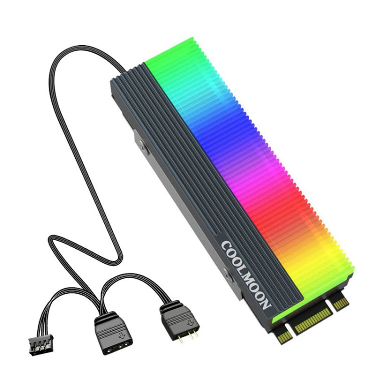 COOLMOON CM-M2A M.2 2280 Solid State Drive Cooler 5V ARGB Hard Drive Heatsink, CM-M2A – Aluminum Alloy CM-M2A Gray