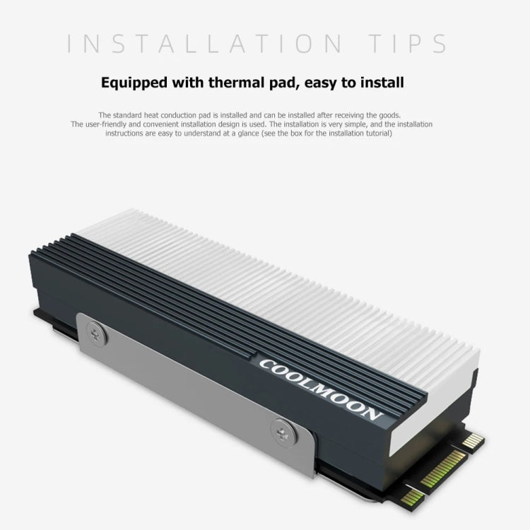 COOLMOON CM-M2A M.2 2280 Solid State Drive Cooler 5V ARGB Hard Drive Heatsink, CM-M2A – Aluminum Alloy