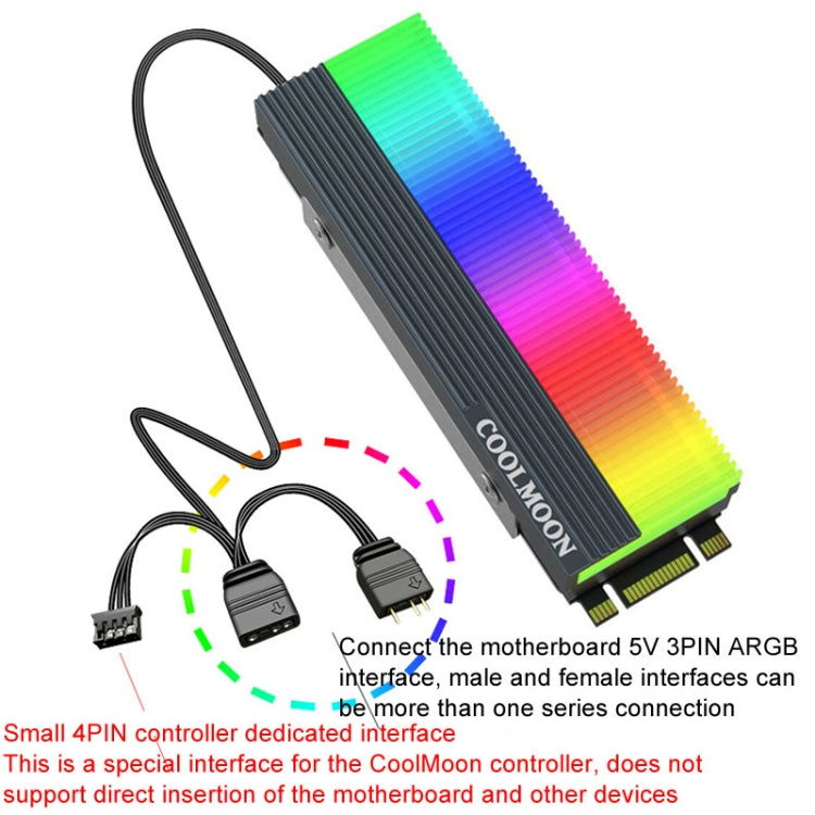 COOLMOON CM-M2A M.2 2280 Solid State Drive Cooler 5V ARGB Hard Drive Heatsink, CM-M2A – Aluminum Alloy