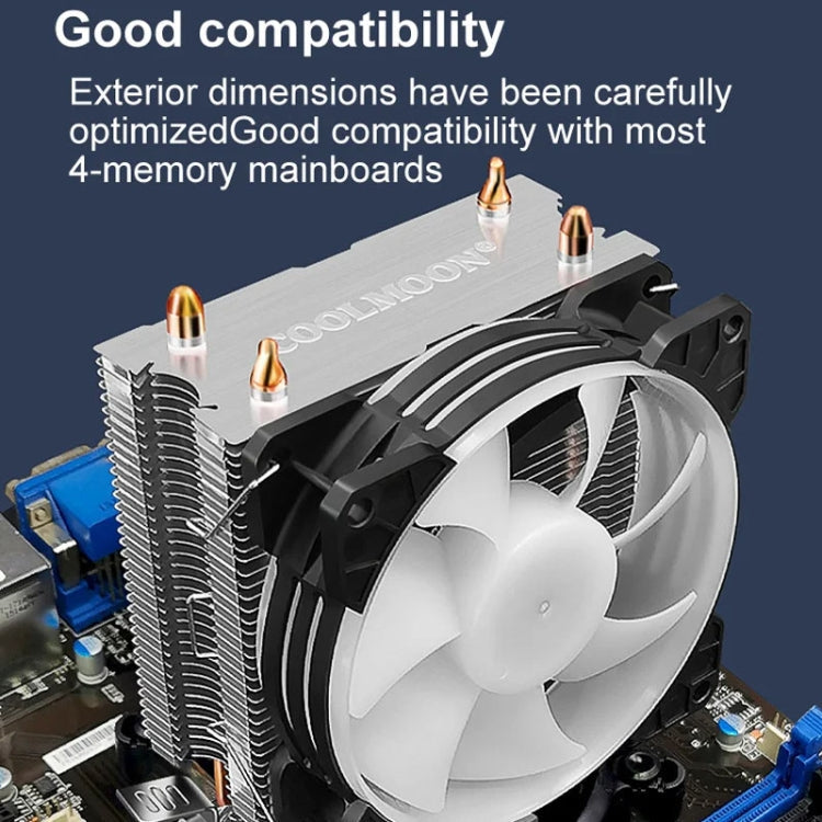COOLMOON Frost Double Copper Tube CPU Fan Desktop PC Illuminated Silent AMD Air-Cooled Cooler, P2 Magic Moon Edition Single Fan, P22 Magic Moon Edition Double Fan, P2 Streamline Edition Single Fan, P22 Streamline Edition Double Fan – Durable Build,...