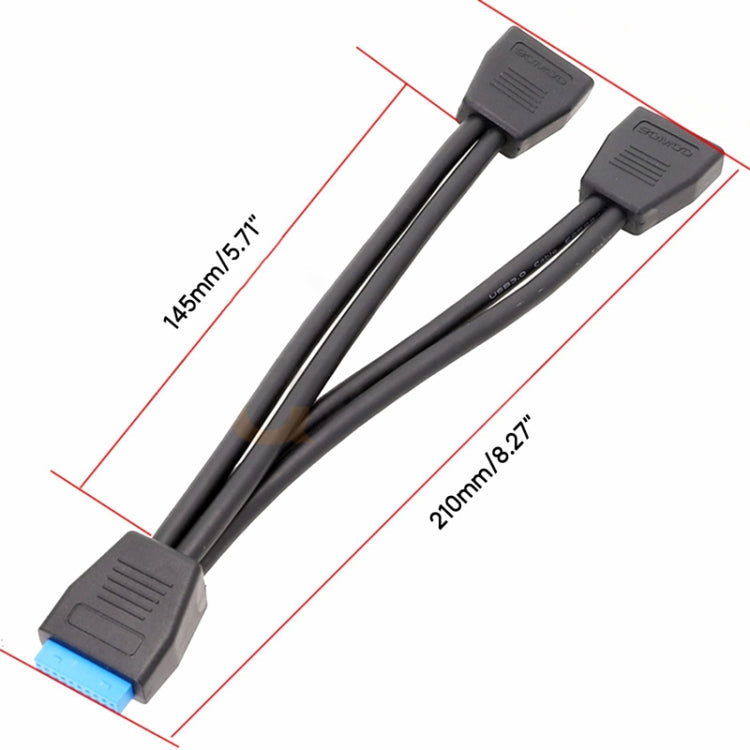 Computer Motherboard 19 Pin USB3.0 One To Two Extension Cable, 21cm 19Pin – Durable Build, Easy to Use