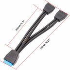 Computer Motherboard 19 Pin USB3.0 One To Two Extension Cable, 21cm 19Pin – Durable Build, Easy to Use