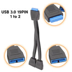 Computer Motherboard 19 Pin USB3.0 One To Two Extension Cable, 21cm 19Pin – Durable Build, Easy to Use