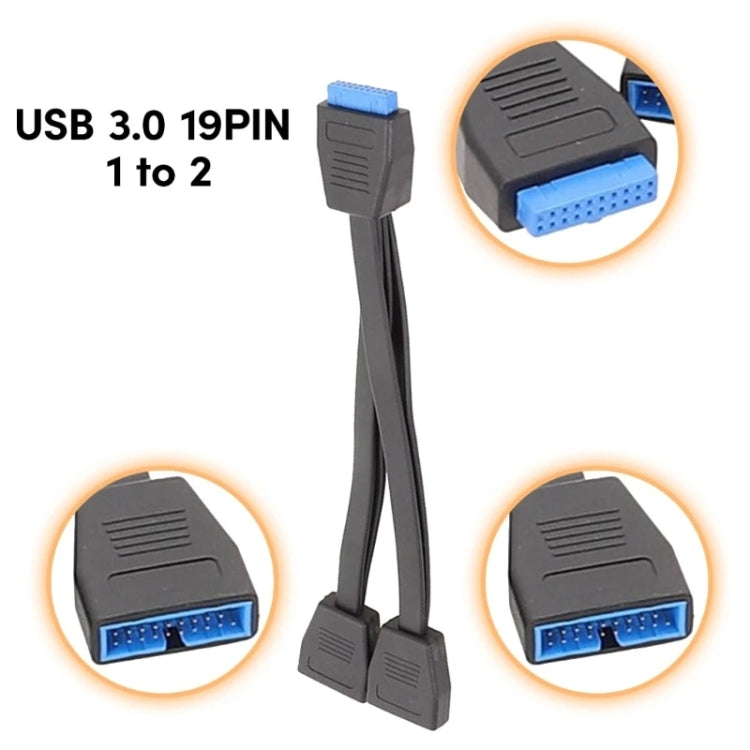 Computer Motherboard 19 Pin USB3.0 One To Two Extension Cable, 21cm 19Pin – Durable Build, Easy to Use