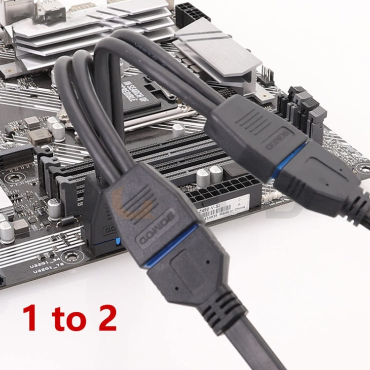 Computer Motherboard 19 Pin USB3.0 One To Two Extension Cable, 21cm 19Pin – Durable Build, Easy to Use