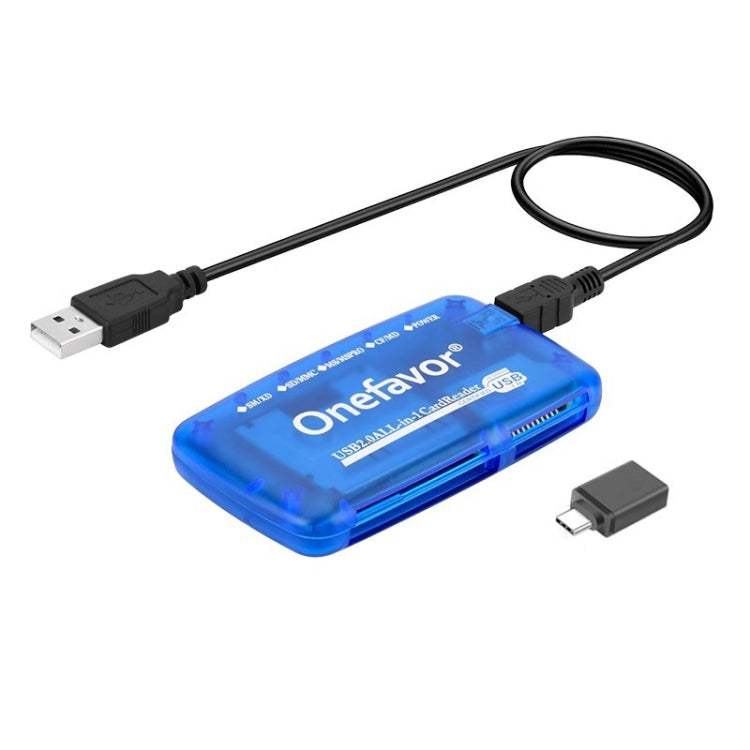 Onefavor All-In-One Card Reader Support SM / XD / SD / MMC / MS / CF Card, All-In-One, Card Reader+Type-C Adaptor, Card Reader+8 Pin Adaptor – Durable Build, Easy to Use Card Reader+Type-C Adaptor