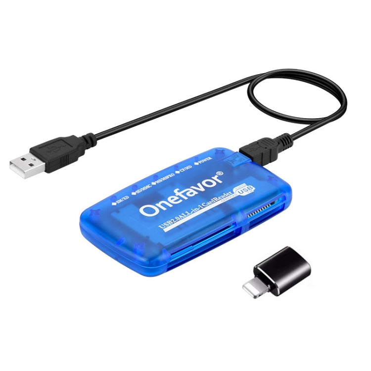 Onefavor All-In-One Card Reader Support SM / XD / SD / MMC / MS / CF Card, All-In-One, Card Reader+Type-C Adaptor, Card Reader+8 Pin Adaptor – Durable Build, Easy to Use Card Reader+8 Pin Adaptor