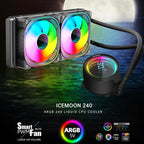 COOLMOON CM-YM-240T Digital ARGB Lens Edition Integrated Water Cooling CPU Cooler Temperature Display CPU Fan, CM-YM-240T – Aluminum Alloy