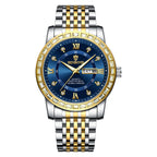 BINBOND B2202 Diamond Dual-calendar Luminous Quartz Watch, Inter-gold-Blue, Inter-gold-Green, Inter-gold-Black, Inter-gold-White, Full-gold-Gold, Full-gold-Black, White Steel-Blue, White Steel-Black Inter-gold-Blue
