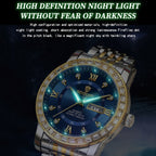 BINBOND B2202 Diamond Dual-calendar Luminous Quartz Watch, Inter-gold-Blue, Inter-gold-Green, Inter-gold-Black, Inter-gold-White, Full-gold-Gold, Full-gold-Black, White Steel-Blue, White Steel-Black