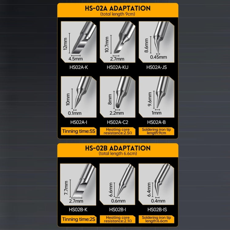 FNIRSI Portable Constant Temperature Soldering Iron Set, HS-02A Standard-B Round Tip, HS-02A Standard 6 Head, HS-02B Standard K, HS-02B Standard 3 Head