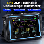 FNIRSI 2C53P Dual Channel Flat Panel Digital Oscilloscope Multimeter Signal Generator 3 In 1, 2C53P – Tempered Glass, TPU, 4K
