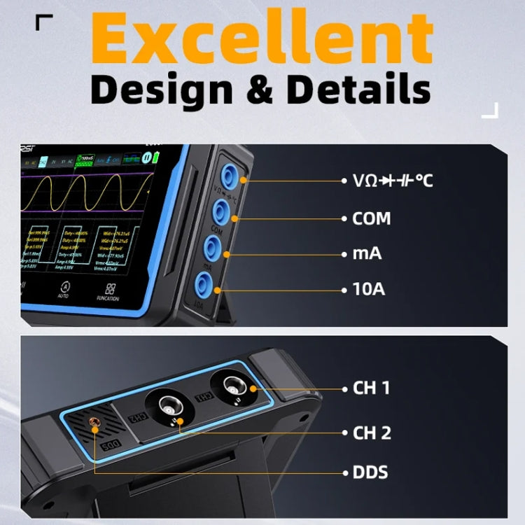 FNIRSI 2C53P Dual Channel Flat Panel Digital Oscilloscope Multimeter Signal Generator 3 In 1, 2C53P – Tempered Glass, TPU, 4K