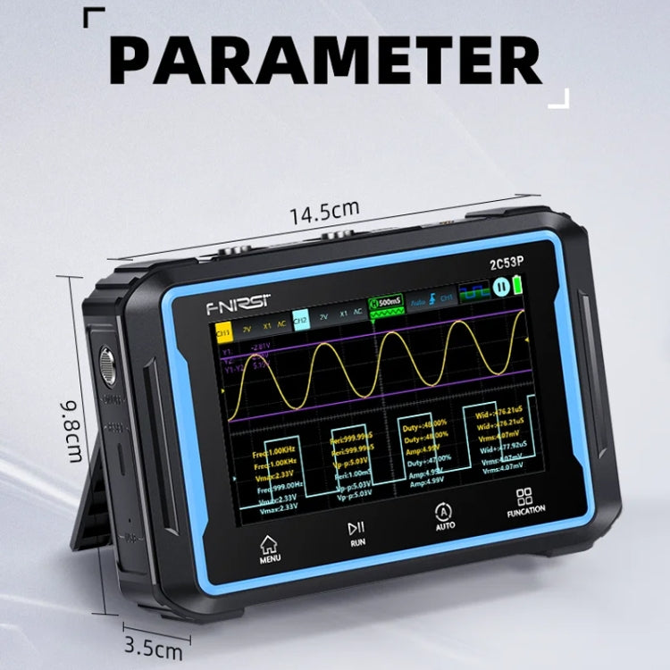 FNIRSI 2C53P Dual Channel Flat Panel Digital Oscilloscope Multimeter Signal Generator 3 In 1, 2C53P – Tempered Glass, TPU, 4K