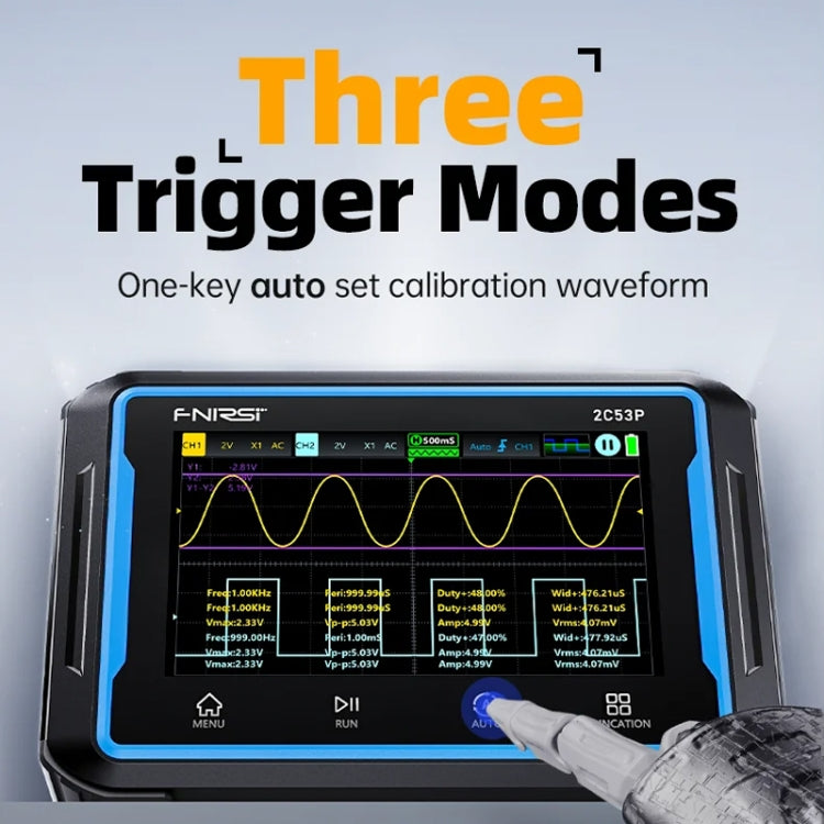 FNIRSI 2C53P Dual Channel Flat Panel Digital Oscilloscope Multimeter Signal Generator 3 In 1, 2C53P – Tempered Glass, TPU, 4K