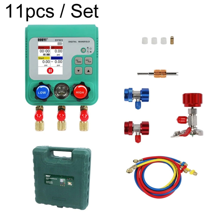 DUOYI DY523 Automotive Vacuum Pressure Gauge Liquid Charge Fluorine Repair Electronic Refrigerant Meter, 2pcs / Set, 11pcs / Set – Durable Build, Easy to Use 11pcs Set