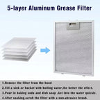 2pcs 10.2 x 12.5 Inch Range Hood Filter 5-Layer Aluminum Mesh Hood Grease Filter, 10.2 x 12.5 Inch – Durable Build, Easy to Use
