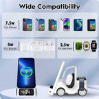 T20 5-in-1 Car-shaped Desktop Alarm Clock Wireless Charger with Atmosphere Light, White, Gray, Yellow, Orange