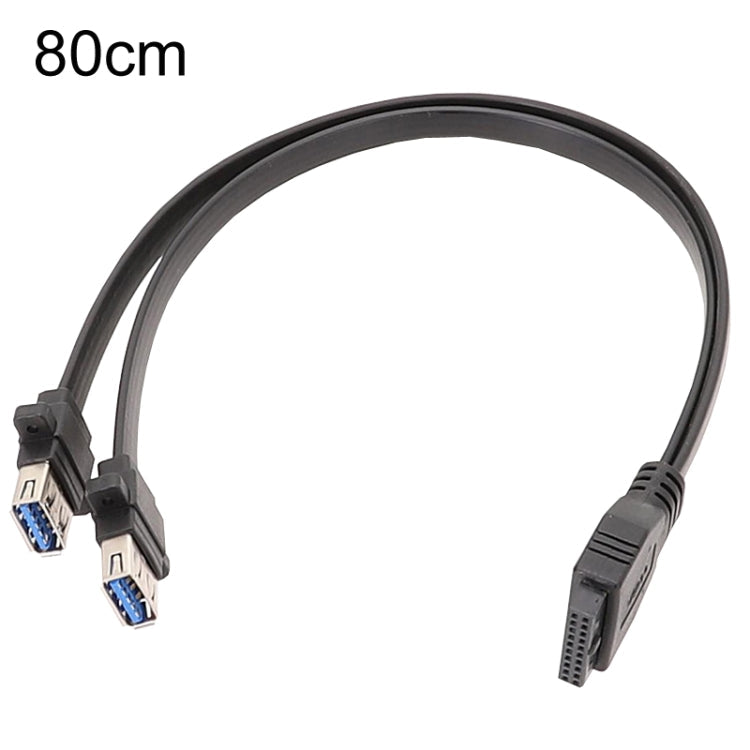 Motherboard USB3.0 Panel Cable Front 19Pin To Dual-Port A Female Data Flat Cable, 30cm, 50cm, 80cm – Durable Build, Easy to Use 80cm