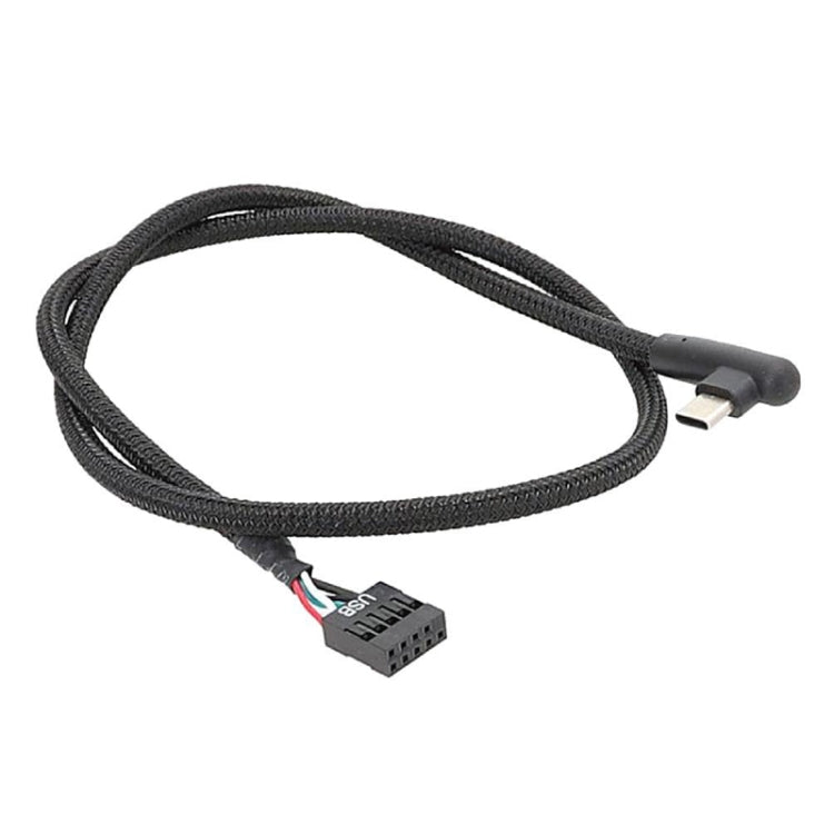 Motherboard USB 9Pin To Type-C Elbow Data Cable Braided Network Cable, 60cm Elbow – Magnetic 60cm Elbow
