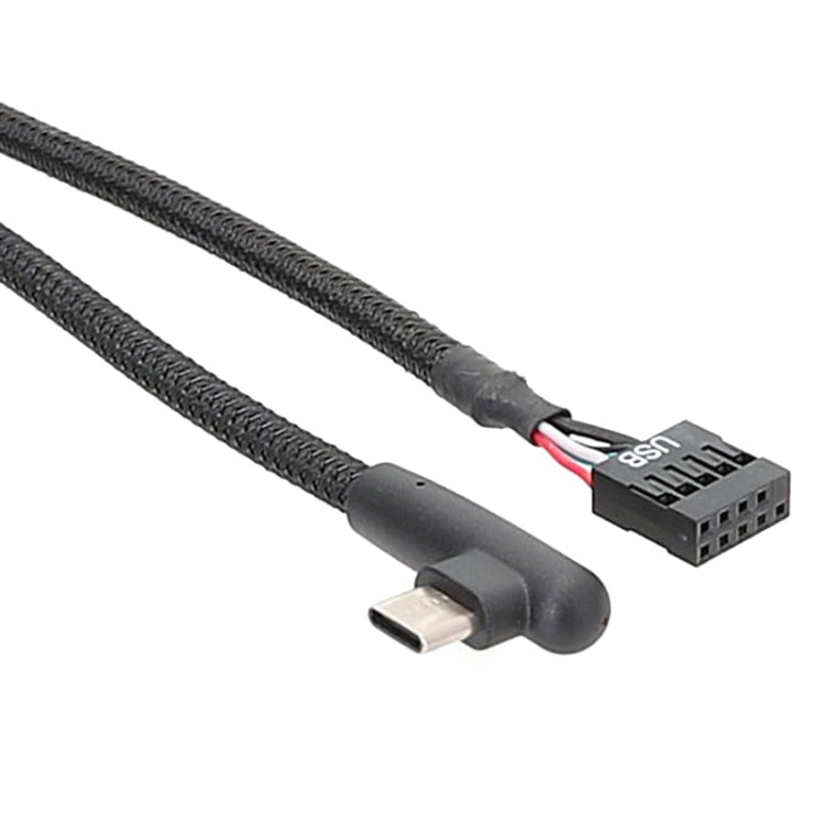 Motherboard USB 9Pin To Type-C Elbow Data Cable Braided Network Cable, 60cm Elbow – Magnetic