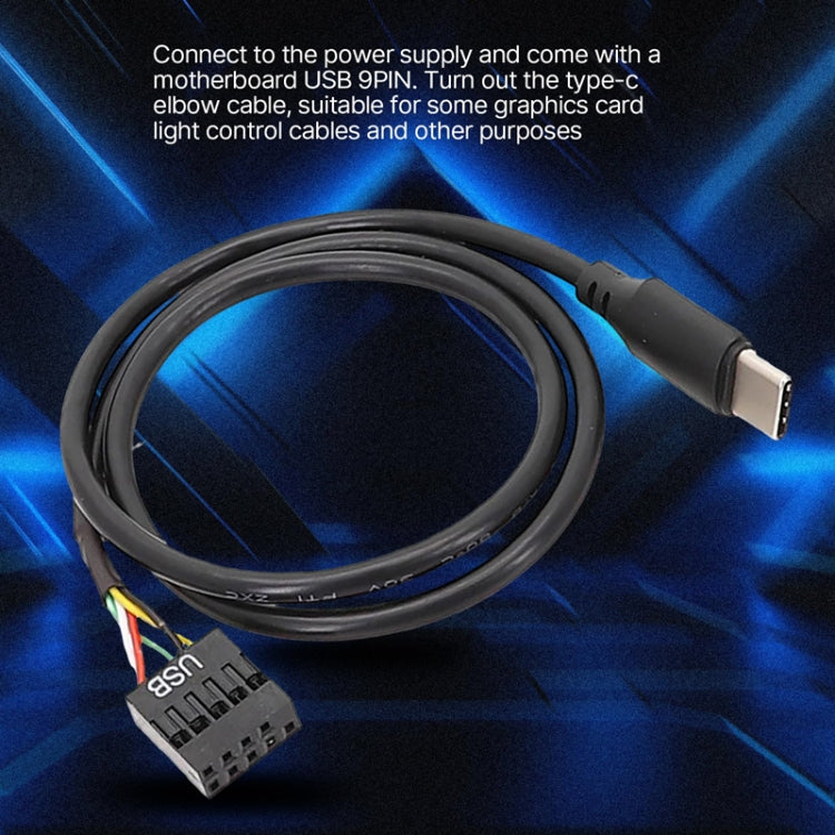 Motherboard USB 9Pin To Type-C Straight Data Double Shielded Cable, 50cm Straight – Durable Build, Easy to Use