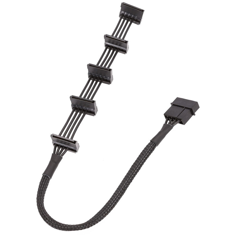 18AWG Large 4Pin Sleeve Grid 1 To 5 SATA Hard Drive Cage Cable, 40cm 4Pin 1 To 5 – Durable Build, Easy to Use 40cm 4Pin 1 To 5