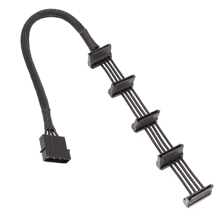 18AWG Large 4Pin Sleeve Grid 1 To 5 SATA Hard Drive Cage Cable, 40cm 4Pin 1 To 5 – Durable Build, Easy to Use