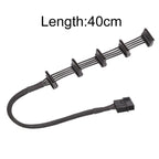 18AWG Large 4Pin Sleeve Grid 1 To 5 SATA Hard Drive Cage Cable, 40cm 4Pin 1 To 5 – Durable Build, Easy to Use