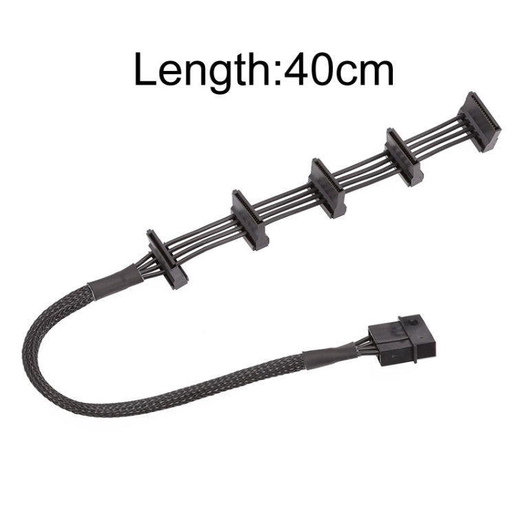 18AWG Large 4Pin Sleeve Grid 1 To 5 SATA Hard Drive Cage Cable, 40cm 4Pin 1 To 5 – Durable Build, Easy to Use