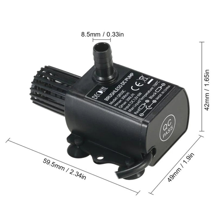 DC12V Micro Brushless Cold Water Circulating Fountain Water Pump, QR50C – Waterproof