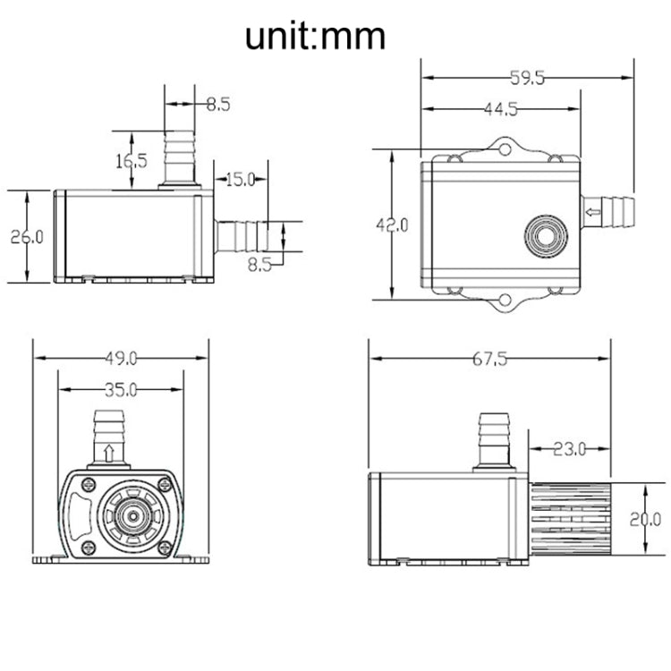 DC12V Micro Brushless Cold Water Circulating Fountain Water Pump, QR50C – Waterproof