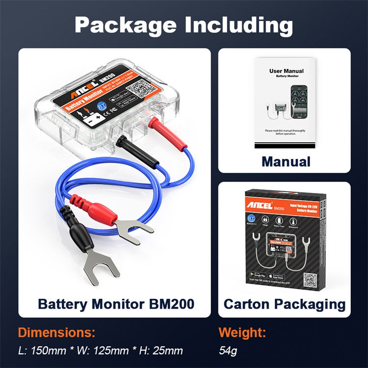 ANCEL BM200 12V Bluetooth 4.2 Car Battery Analysis and Detection Tool Battery Tester, BM200 – Waterproof, Bluetooth
