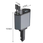 4-In-1 120W Multifunctional USB Retractable Dual-Line Digital Display Car Fast Charger