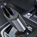 4-In-1 120W Multifunctional USB Retractable Dual-Line Digital Display Car Fast Charger