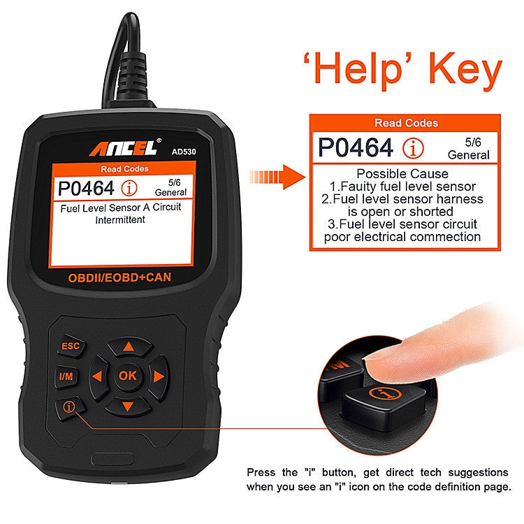 ANCEL AD530 2.8-Inch Screen OBD2 Car Engine Tester Car Battery Test Tool, AD530 – Durable Build, Easy to Use