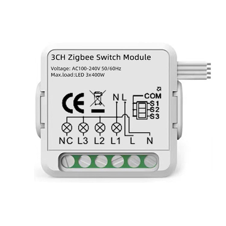 Smart Switch Module For Alexa / Google Home / Tuya Smart Life APP, 1CH WiFi, 2CH WiFi, 3CH WiFi, 4CH WiFi, 1CH Zigbee, 2CH Zigbee, 3CH Zigbee, 4CH Zigbee – Durable Build, Easy to Use 3CH Zigbee