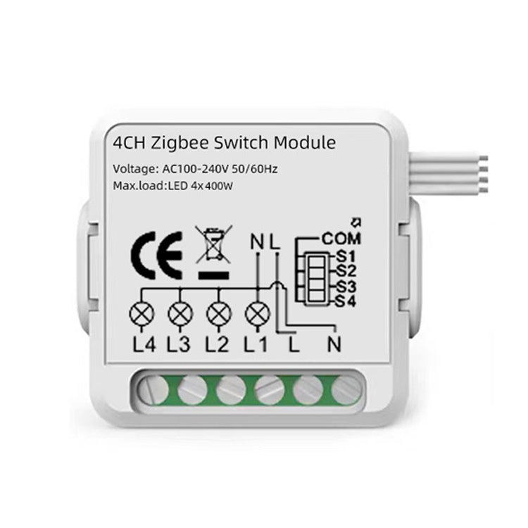 Smart Switch Module For Alexa / Google Home / Tuya Smart Life APP, 1CH WiFi, 2CH WiFi, 3CH WiFi, 4CH WiFi, 1CH Zigbee, 2CH Zigbee, 3CH Zigbee, 4CH Zigbee – Durable Build, Easy to Use 4CH Zigbee