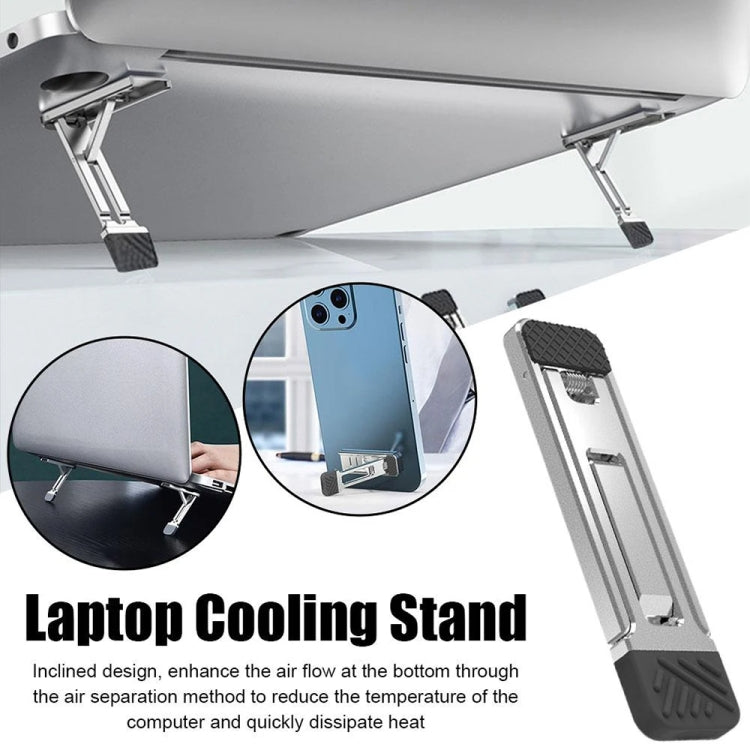 2pcs Invisible Cooling Stand Heightening Pad For Laptop & Smartphones & Tablet, 110034 Light Gray – Aluminum Alloy