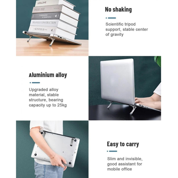 2pcs Invisible Cooling Stand Heightening Pad For Laptop & Smartphones & Tablet, 110034 Light Gray – Aluminum Alloy